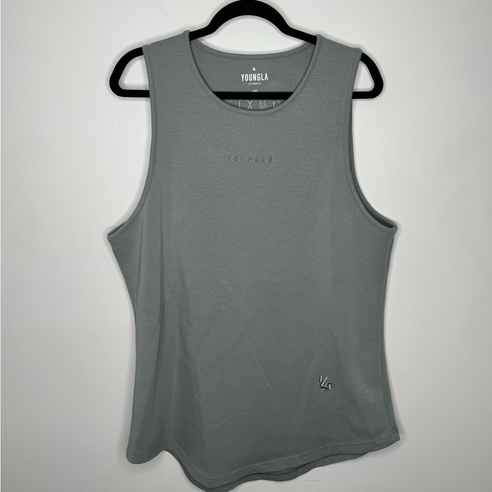 YoungLA Mens Tank Top Gray Performance Muscle Tee